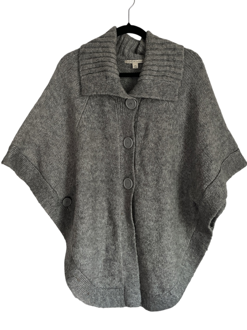 Carolyn Taylor Gray Button-Front Knit Poncho